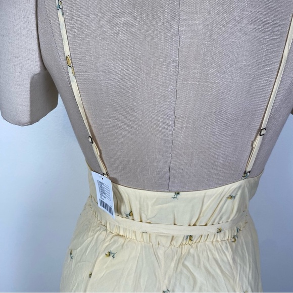 Urban Outfitters Floral Handkerchief Hem Midi Dress Butter Yellow Beige XS NWT - Picture 10 of 16
